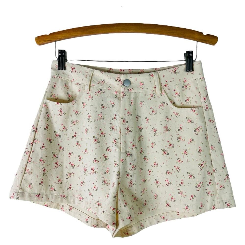 NEW Cider yellow pink floral high waisted cottagecore shorts small